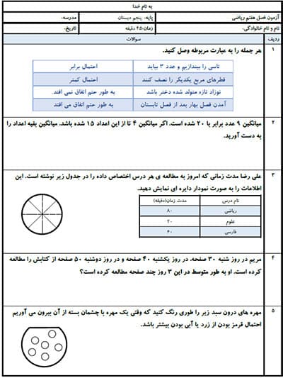 نمونه سوال 2